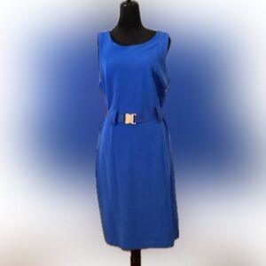 ILE New York stretch dress with belt cobalt blue size 14 NWT